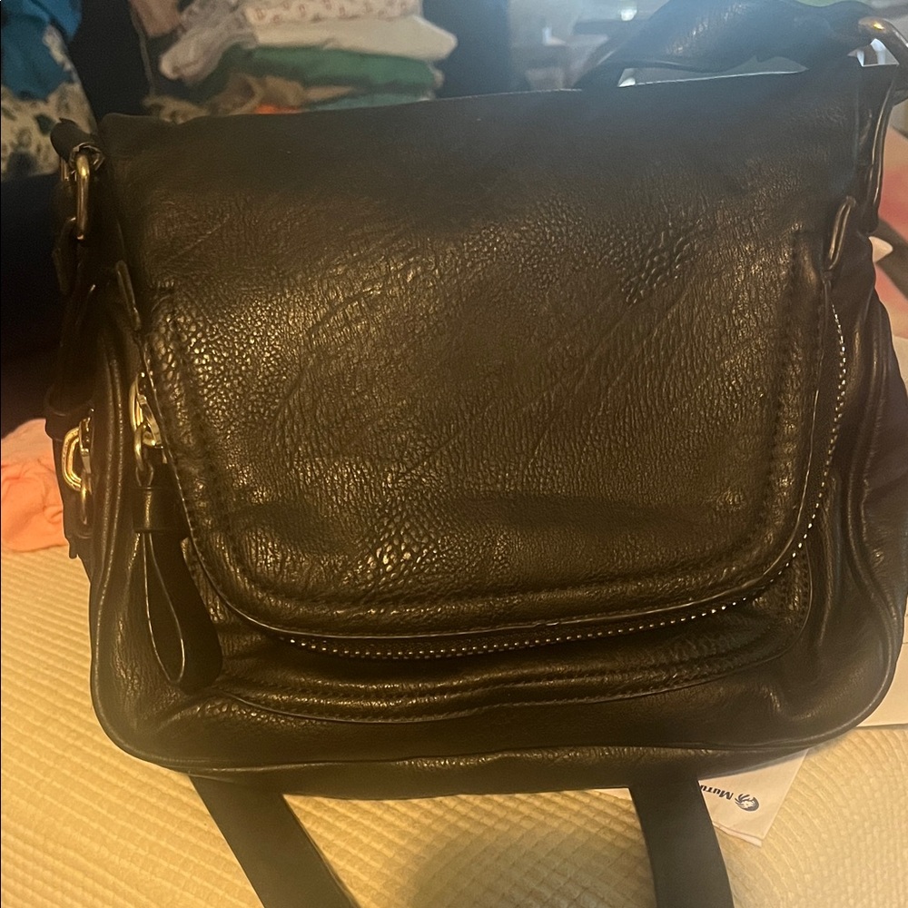 Madison West Textured Black Crossbody Bag